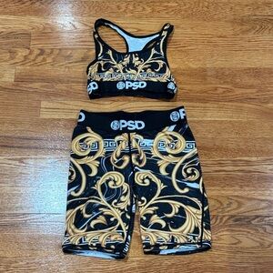 PSD Black and Gold Patterned Shorts and top